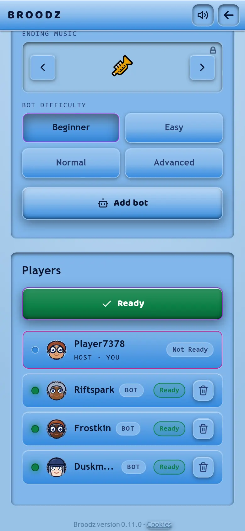 BROODZ screenshot: The lobby