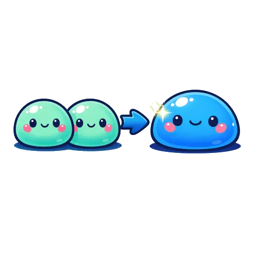 Deux créatures identiques poussées l'une vers l'autre fusionnent en une créature plus grande.